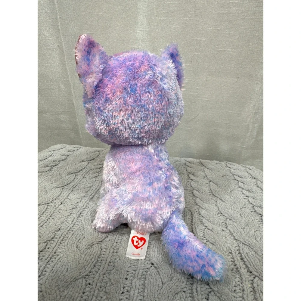 Ty Beanie Boos Cassidy Purple Blue Cat Medium 9‎ inch Plush Glitter Eyes 2020